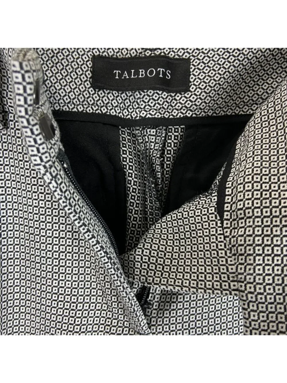 Talbots Hampshire Ankle Black White Squares Print Office Pants Size 6 - Picture 4 of 10